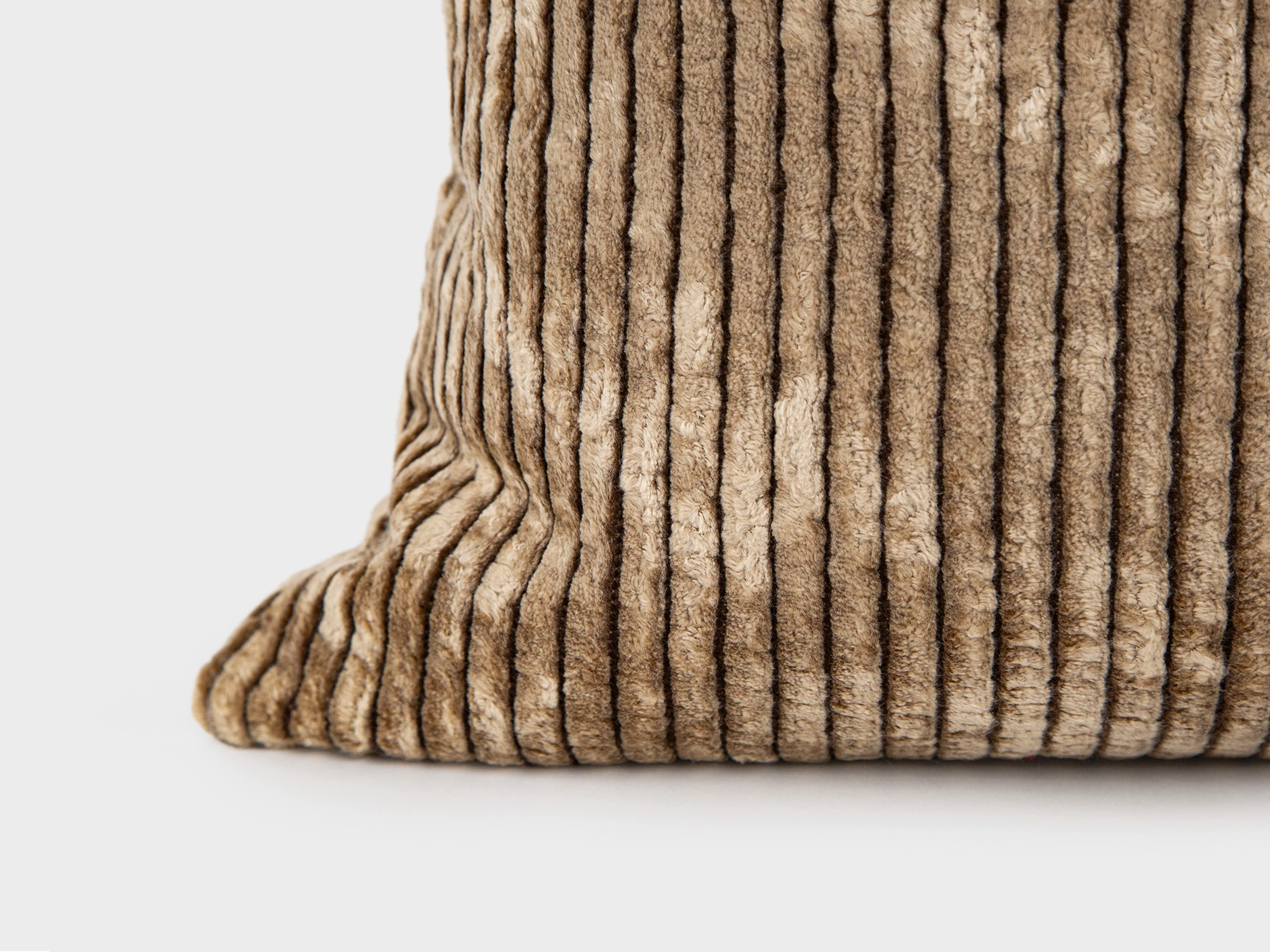 Taupe Tonal Striped Velvet Pillow Cover