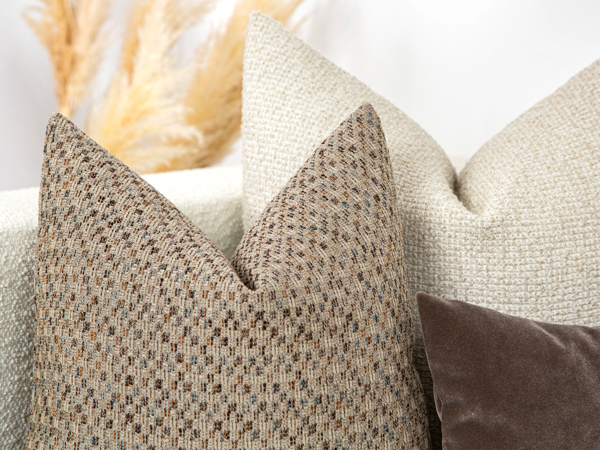 Taupe Woven Throw Pillow Cover