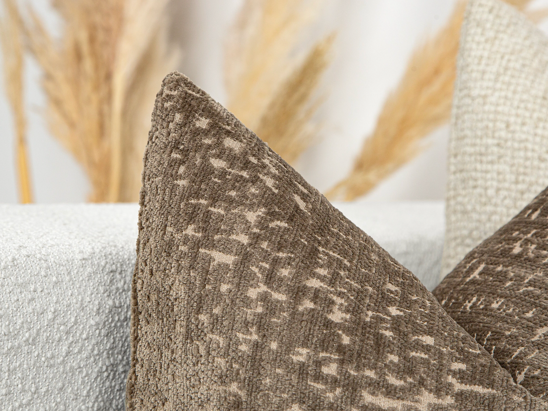 Taupe Brown Textured Pillow Cover