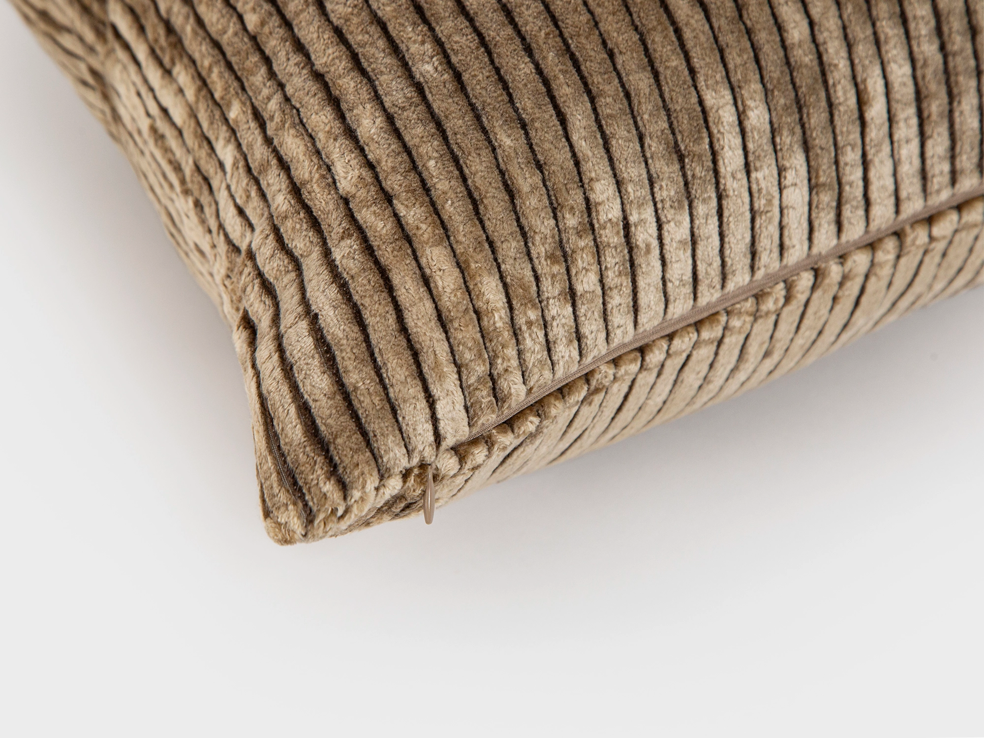 Taupe Tonal Striped Velvet Pillow Cover
