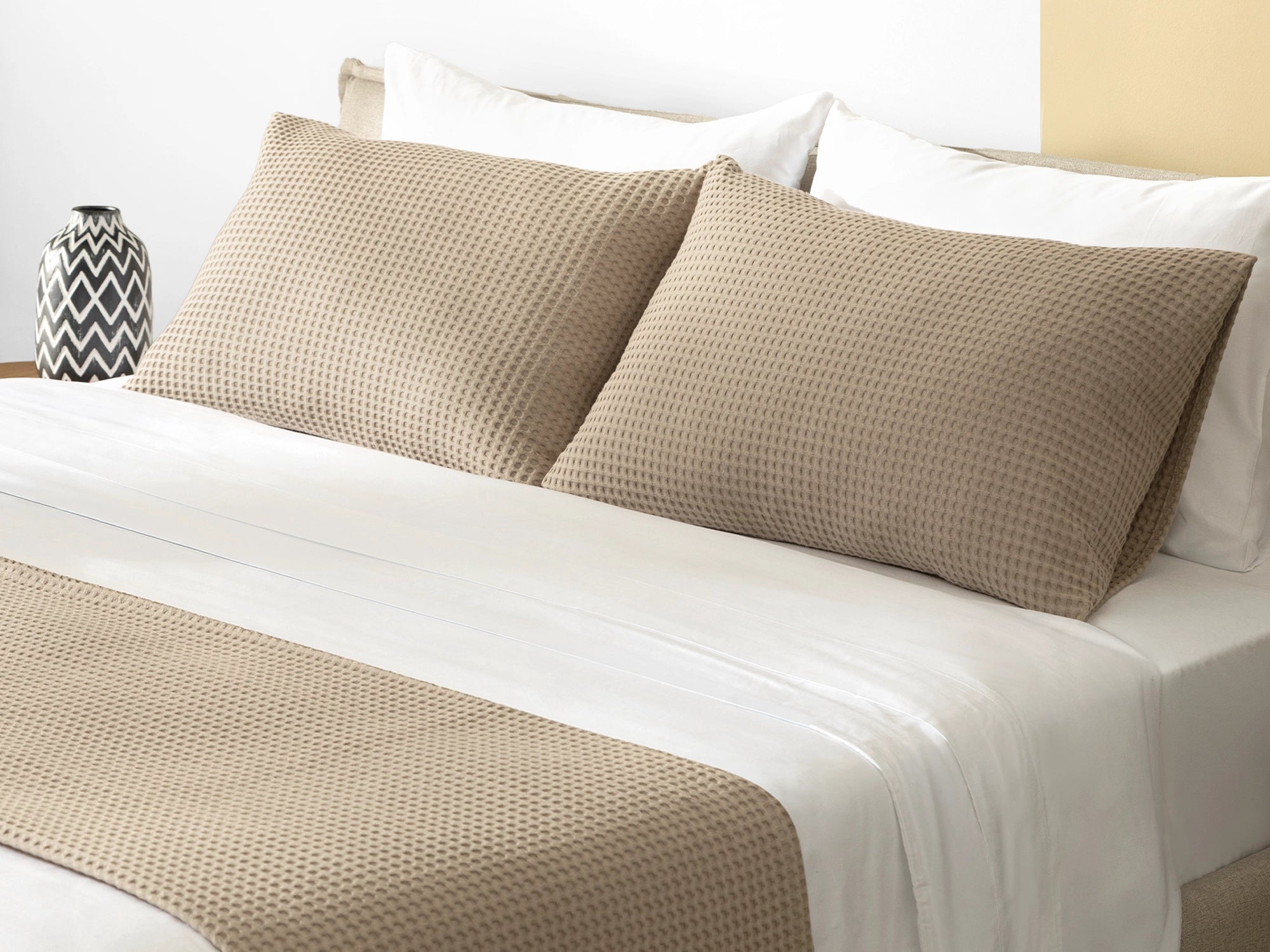 Taupe Waffle Bed Throw Set
