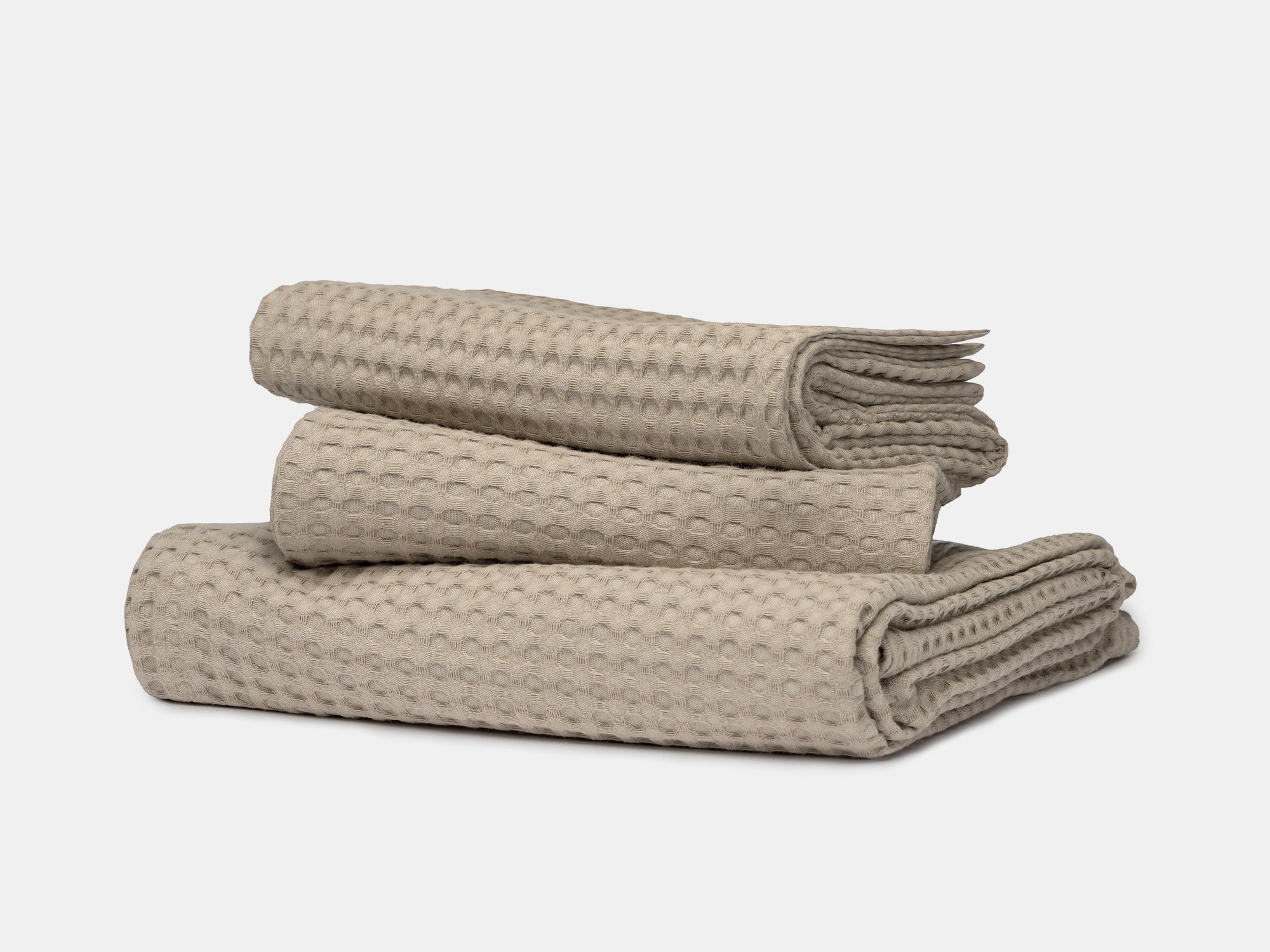 Taupe Waffle Bed Throw Set