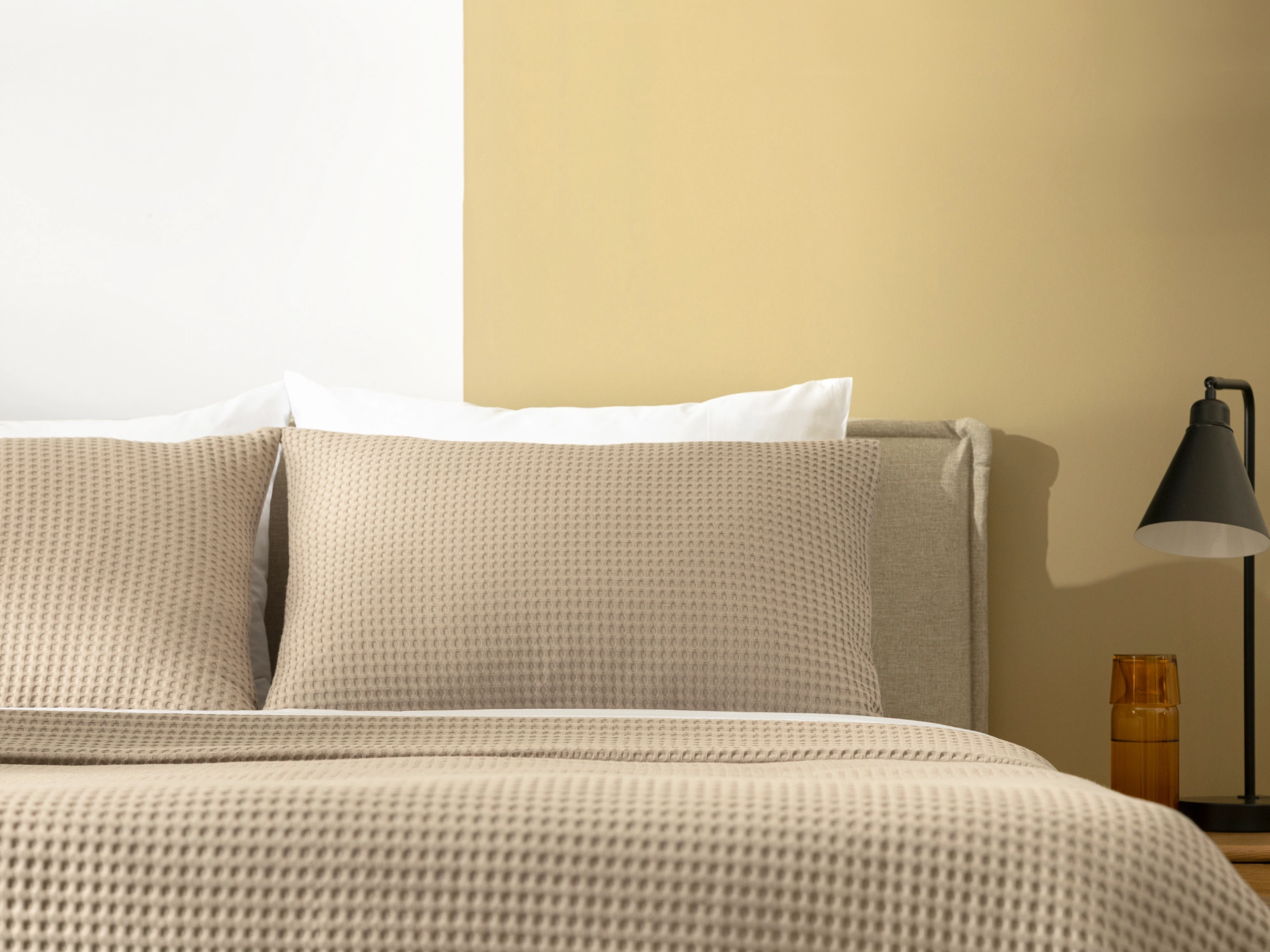 Taupe Waffle Bed Throw Set