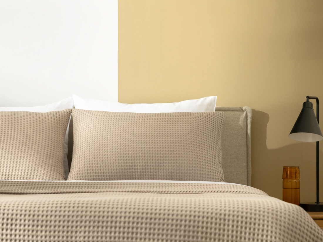 Taupe Waffle Bed Throw Set