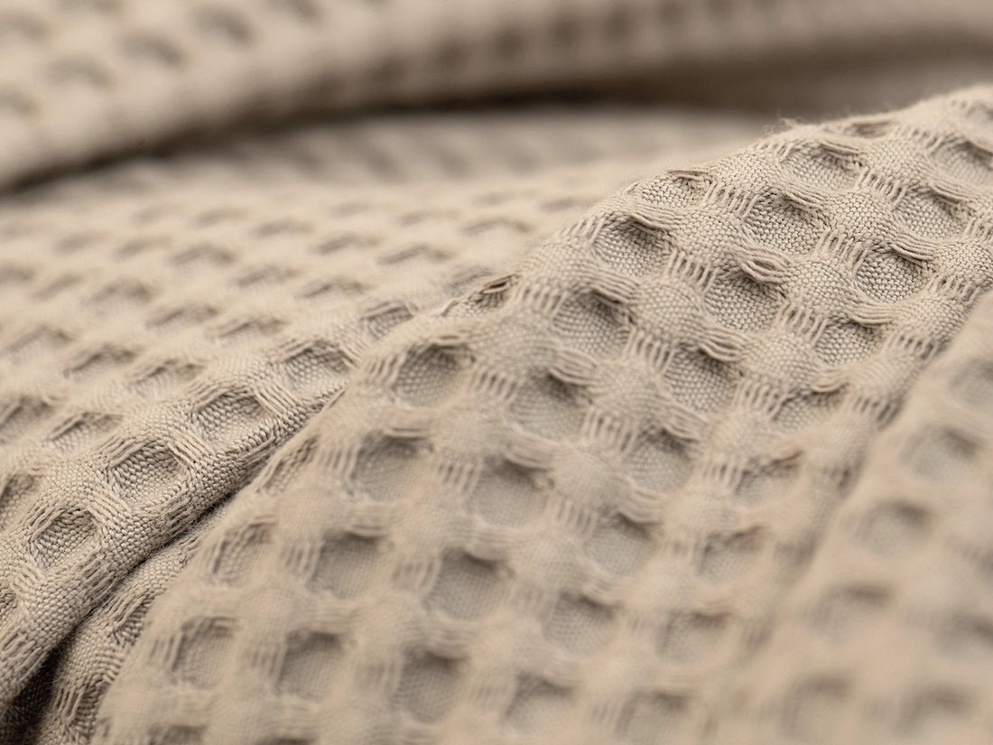 Taupe Waffle Bed Throw Set