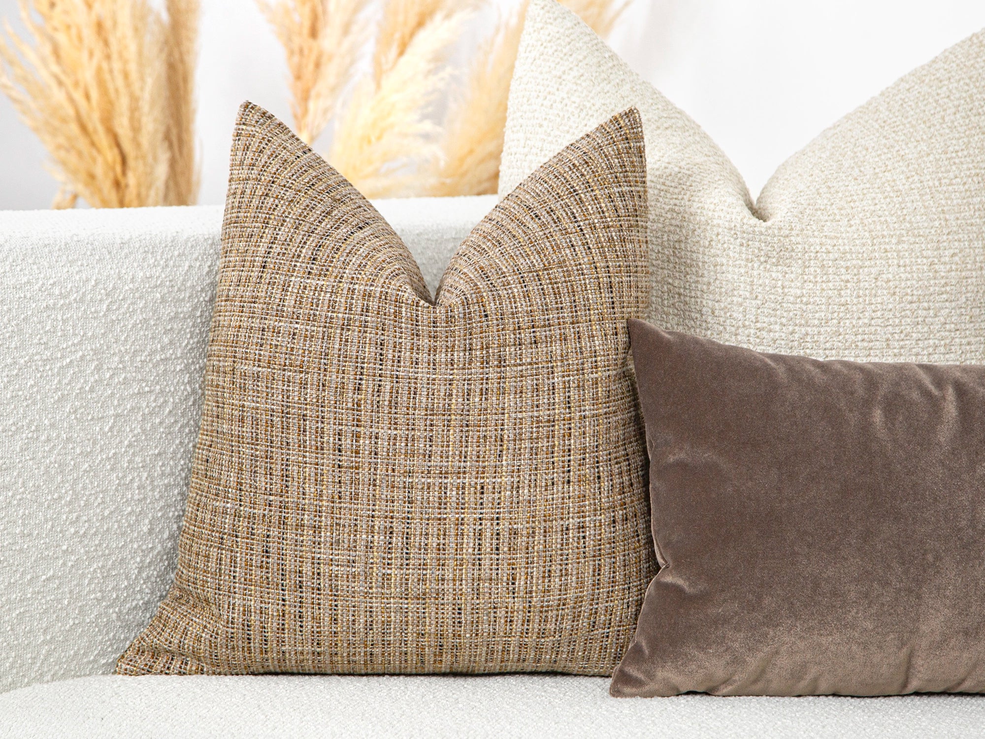 Taupe Boho Woven Pillow Cover