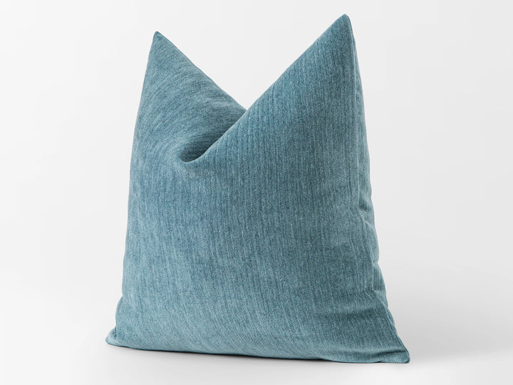 Teal Blue Woven Pillow Cover