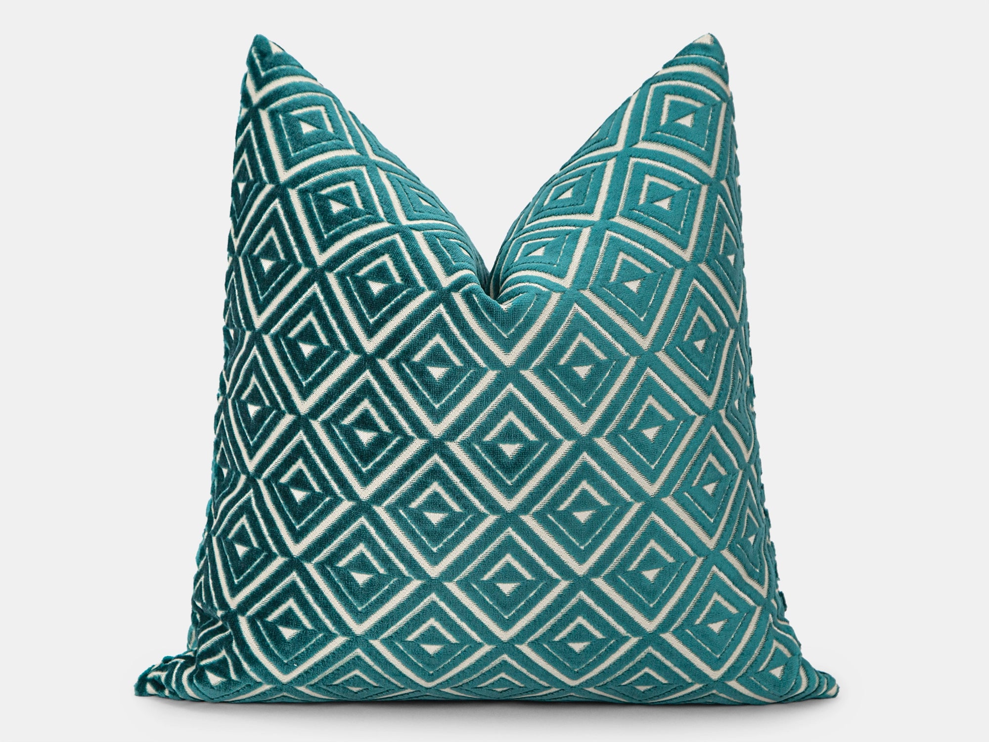 Teal Blue Geometric Pillow Cover