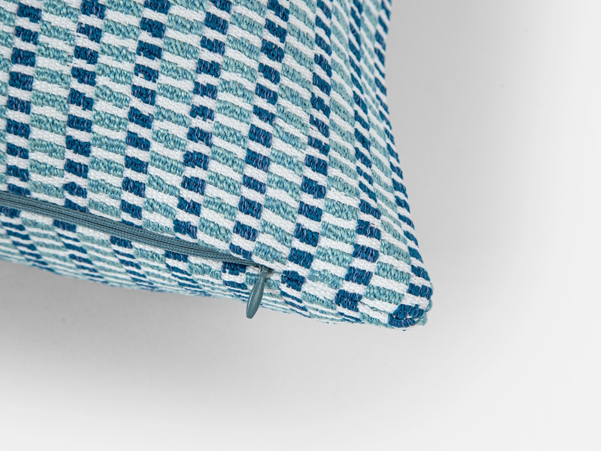 Teal Blue Woven Outdoor Pillow Cover