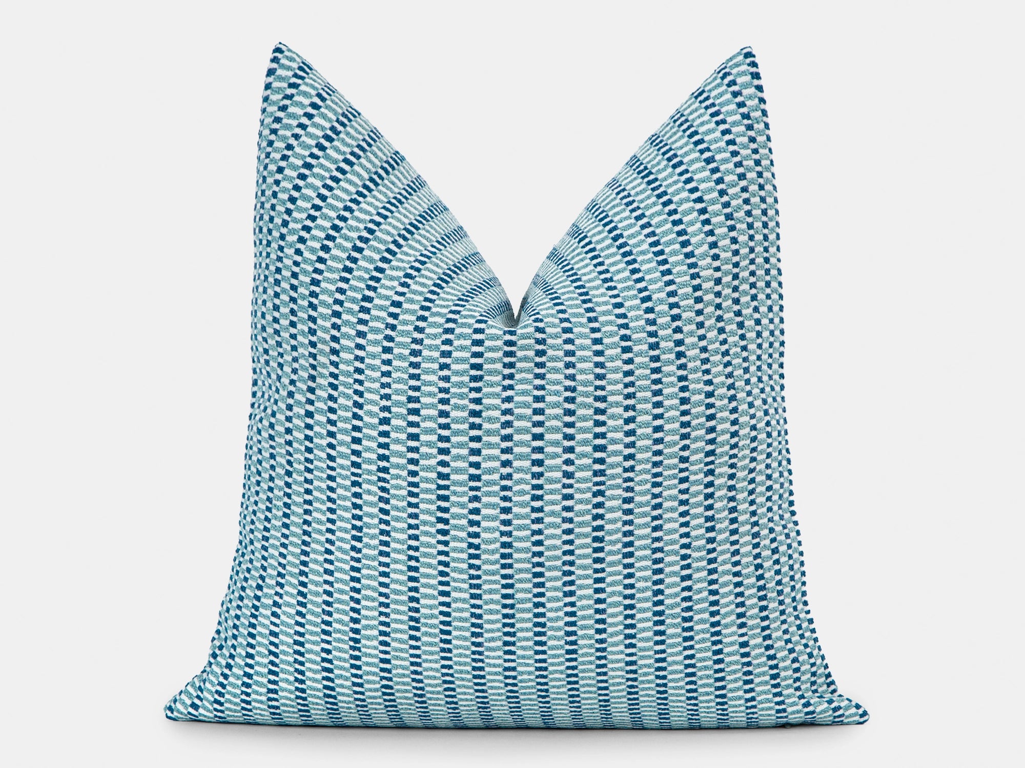 Teal Blue Woven Outdoor Pillow Cover