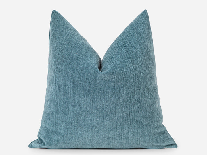 Teal Blue Woven Pillow Cover