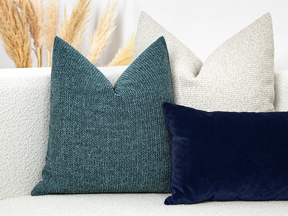 Teal Blue Textured Boho Pillow Cover