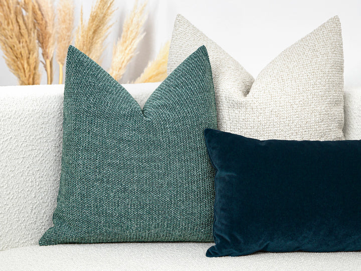 Teal Textured Boho Pillow Cover