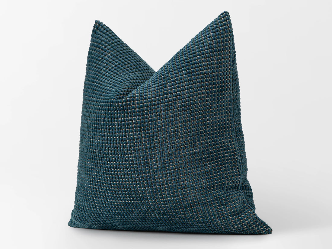 Dark Teal Woven Pillow Cover