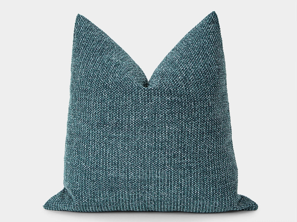 Teal Blue Textured Boho Pillow Cover