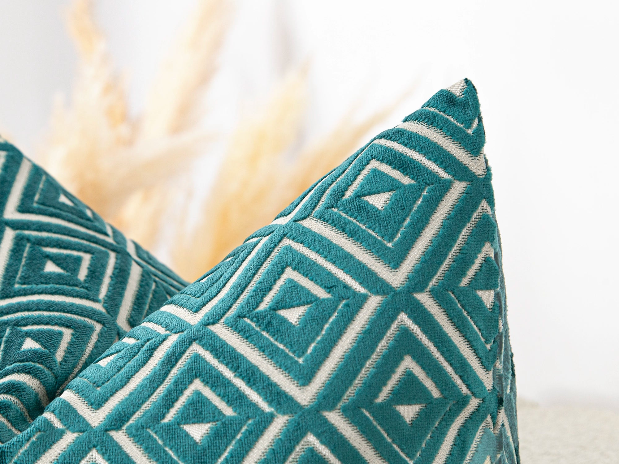 Teal Blue Geometric Pillow Cover