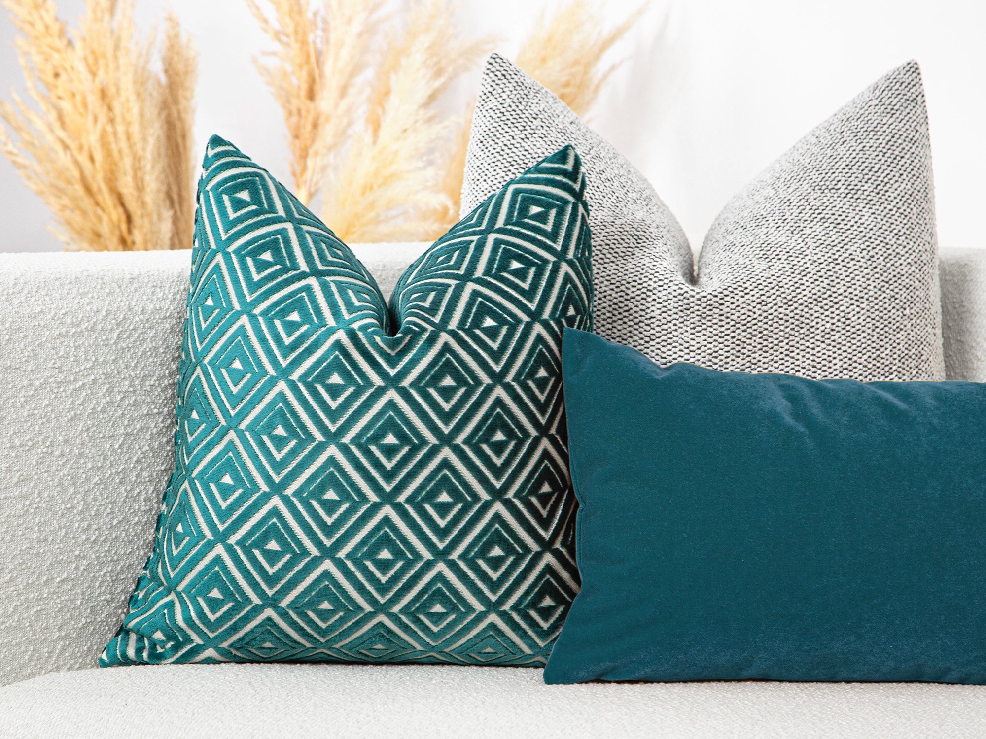 Teal Blue Geometric Pillow Cover
