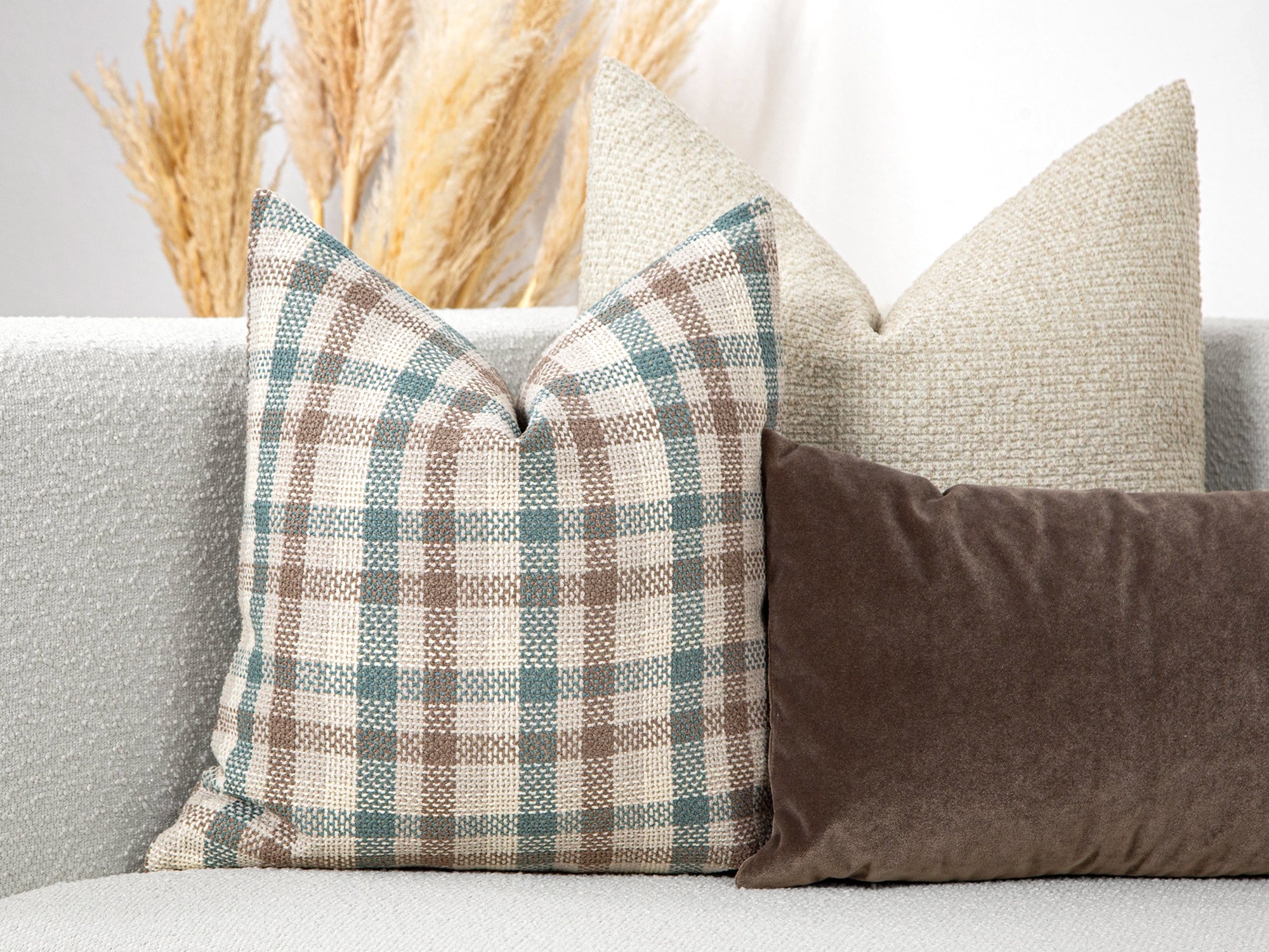 Teal Plaid Throw Pillow Cover