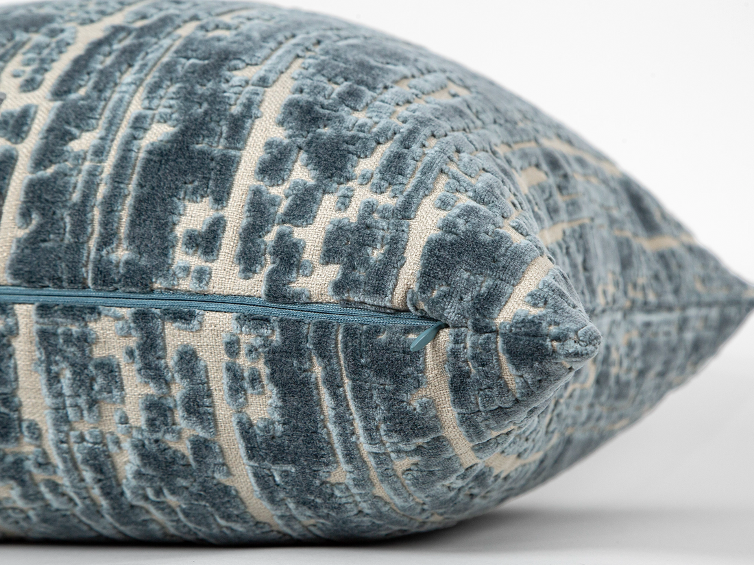 Teal Cut Velvet Pillow Cover