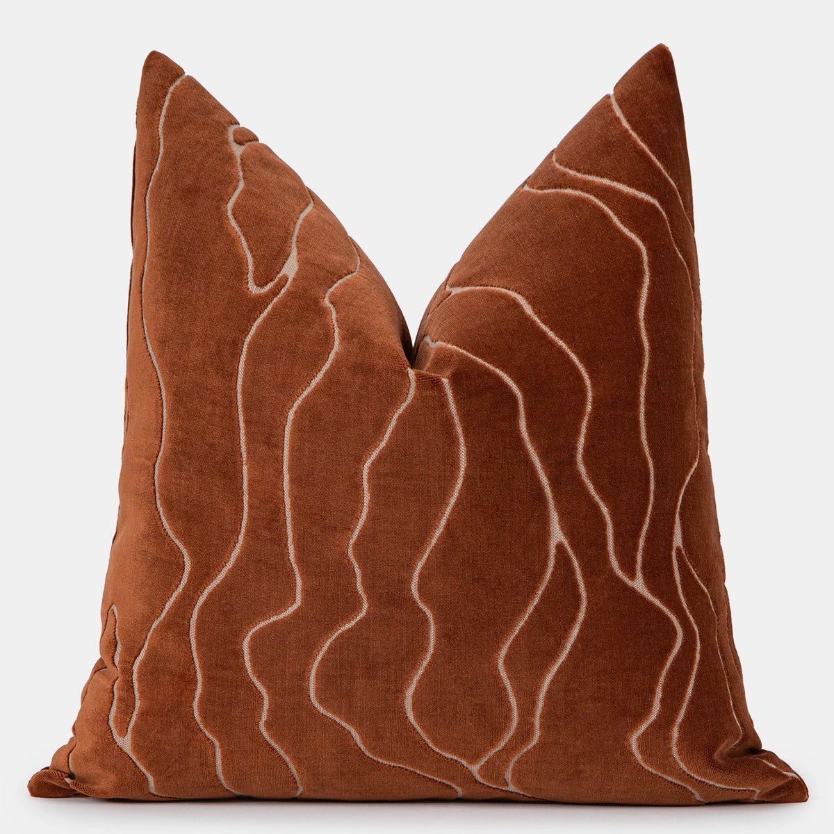 Terracotta Abstract Velvet Pillow Cover