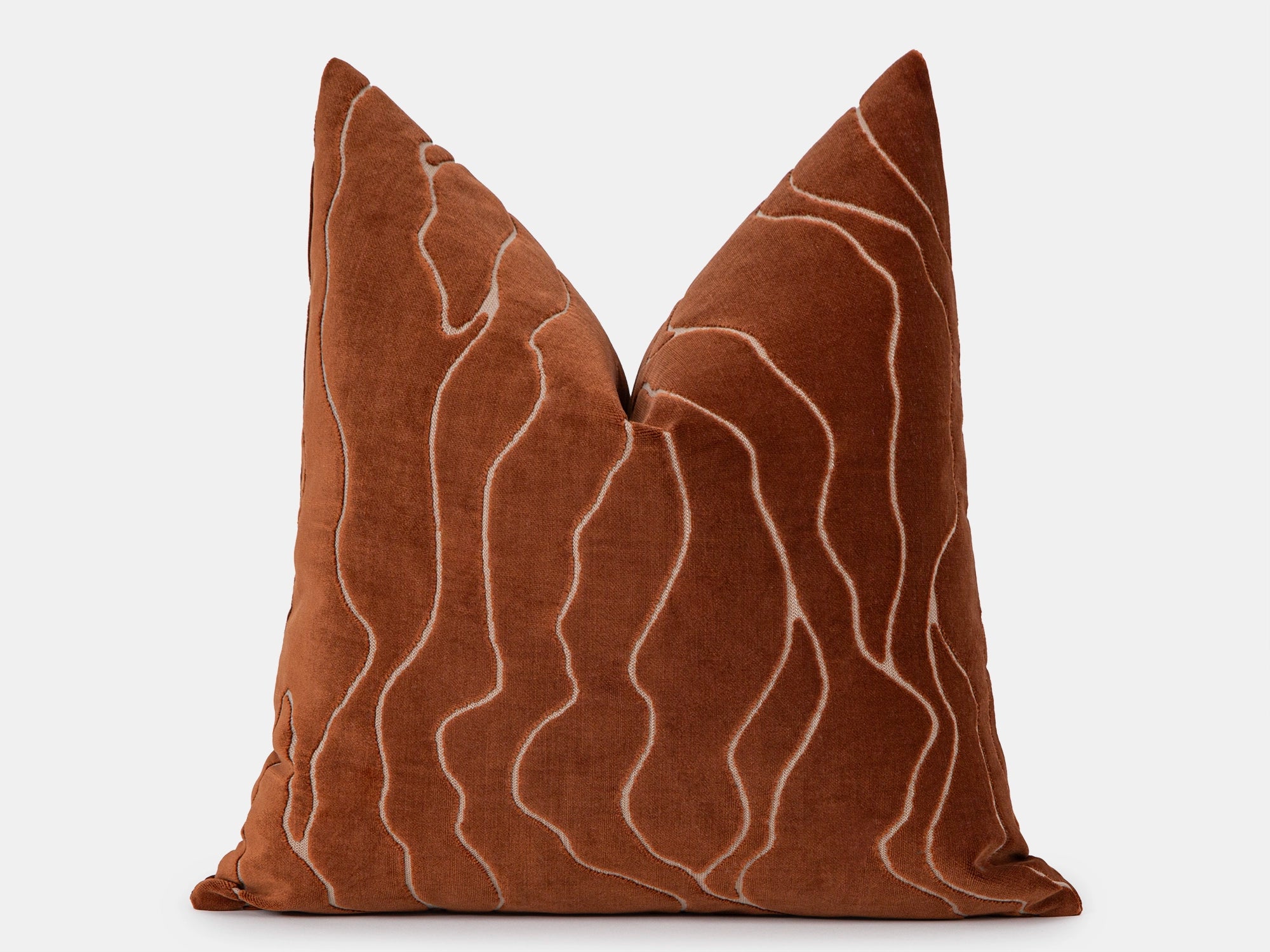 Terracotta Abstract Velvet Pillow Cover