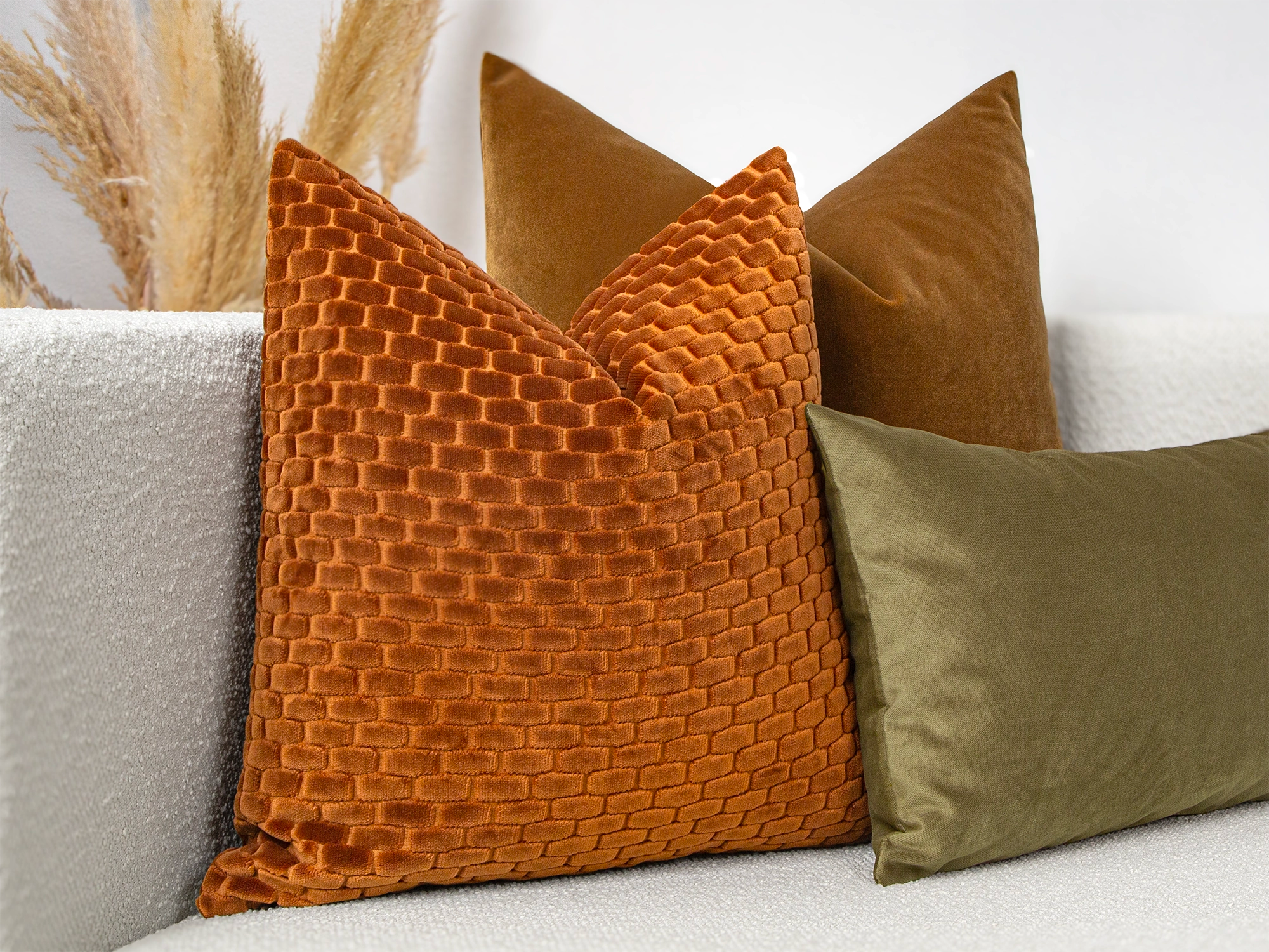 Rust Brick Textured Pillow Cover