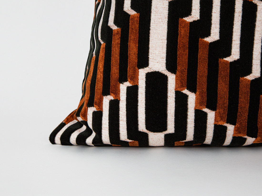Terracotta Sculpted Chevron Velvet Pillow Cover