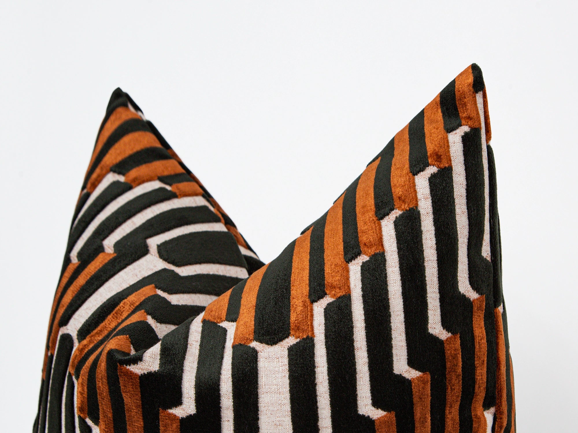 Terracotta Sculpted Chevron Velvet Pillow Cover