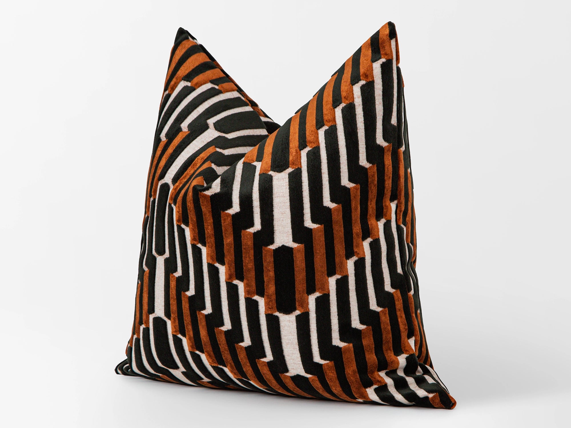 Terracotta Sculpted Chevron Velvet Pillow Cover