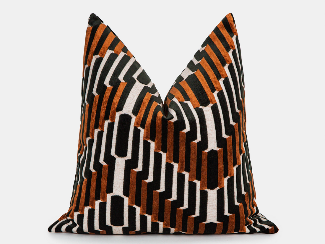 Terracotta Sculpted Chevron Velvet Pillow Cover