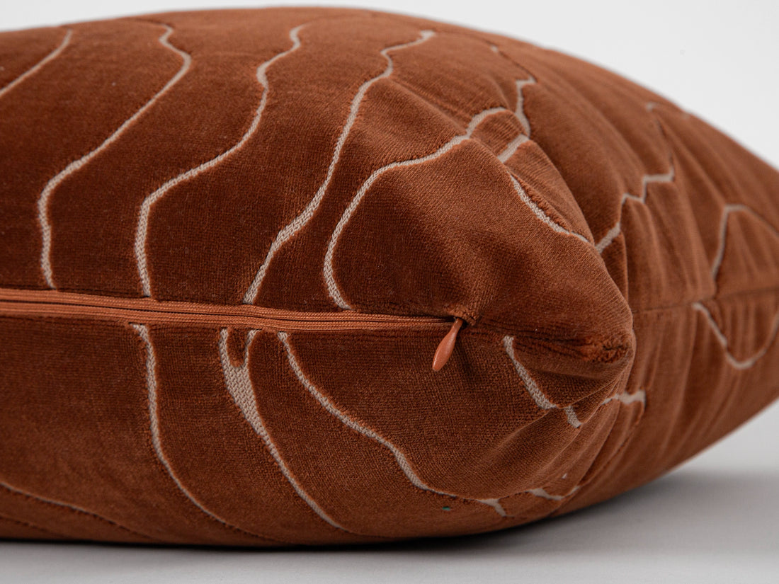 Terracotta Abstract Velvet Pillow Cover