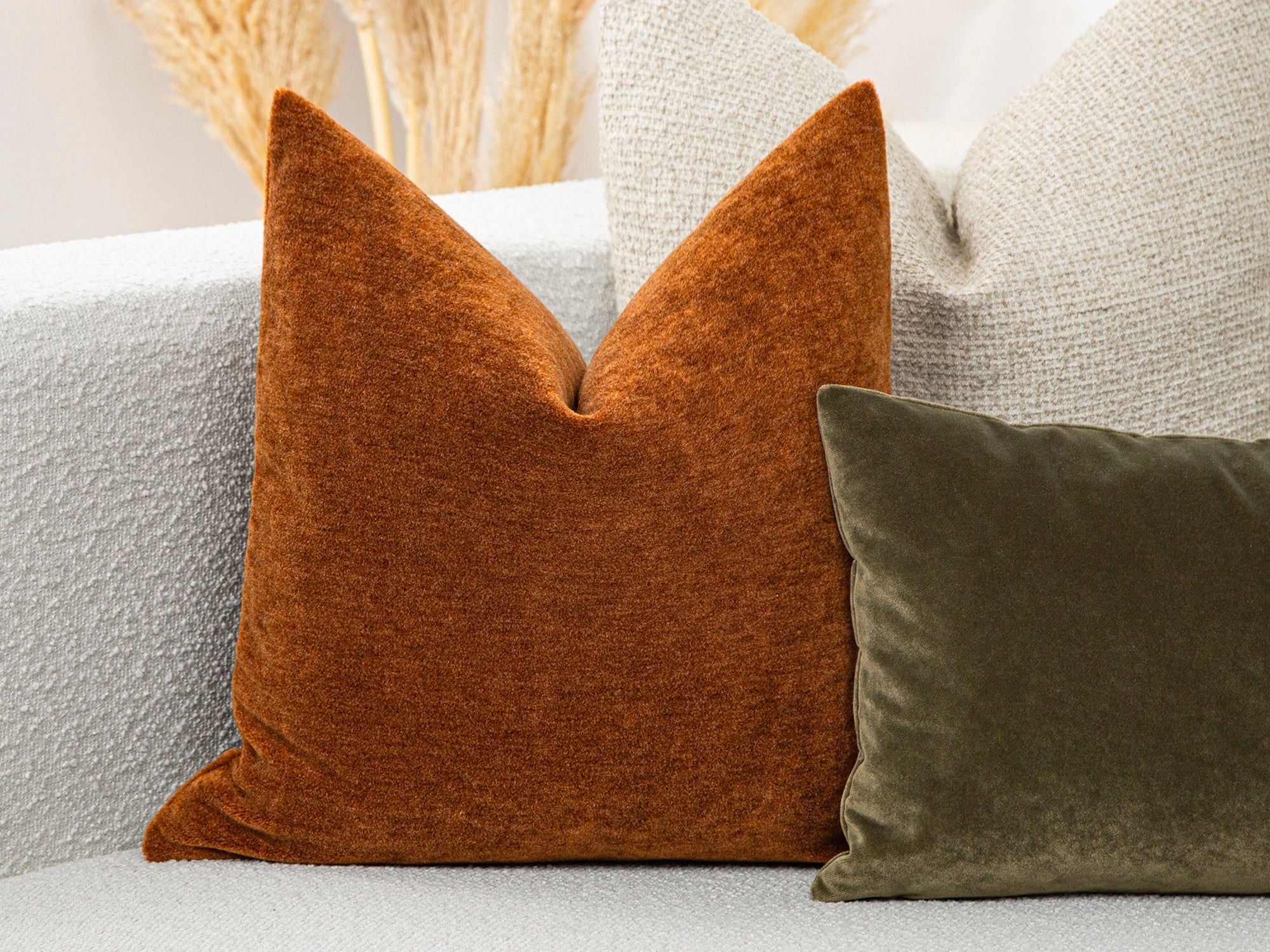 Terracotta Mohair Velvet Pillow Cover