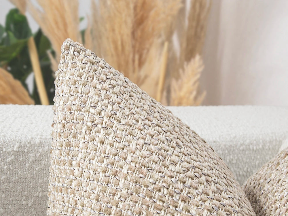 Beige Textured Boho Pillow Cover