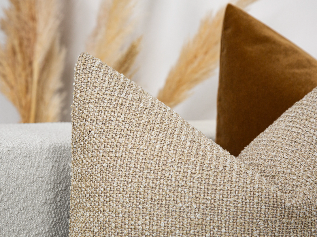 Beige Textured Boho Pillow Cover