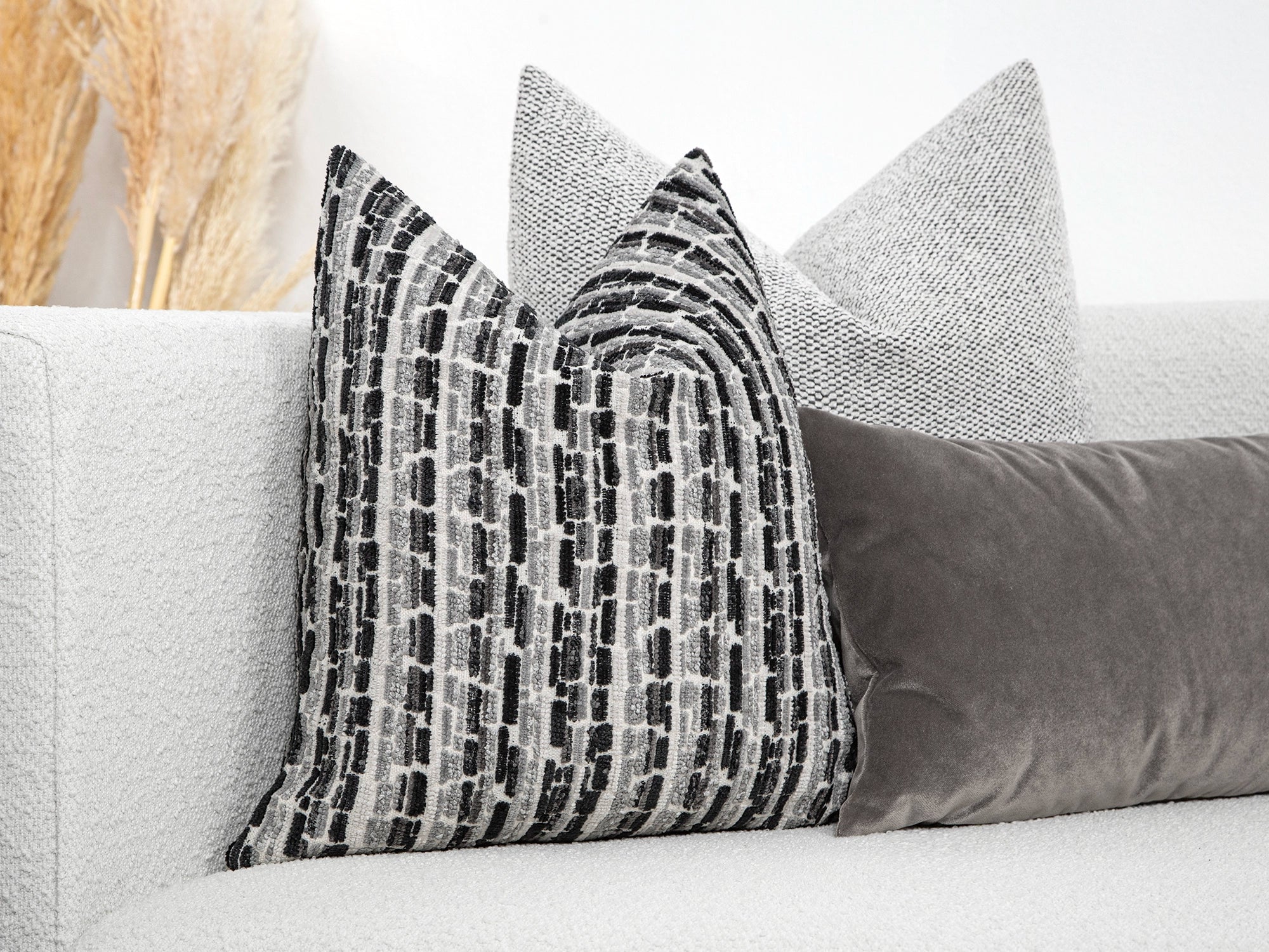 Black and Gray Textured Throw Pillow Cover
