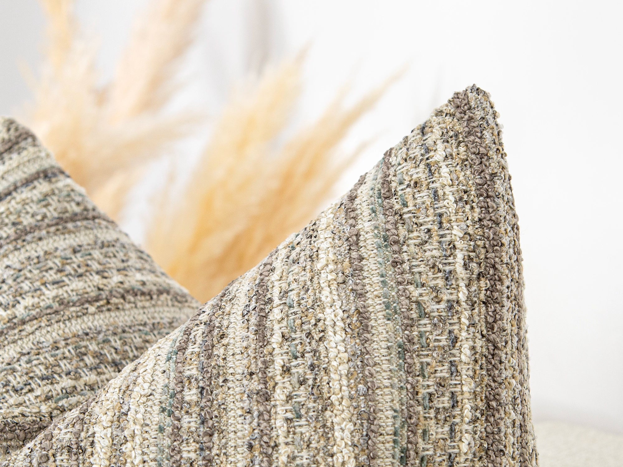 Taupe and Beige Striped Pillow Cover