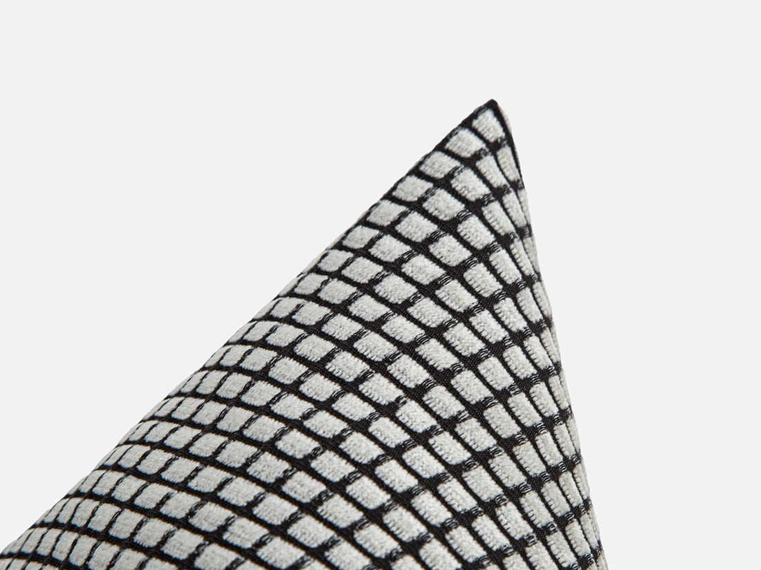 Off White and Black Woven Pillow Cover