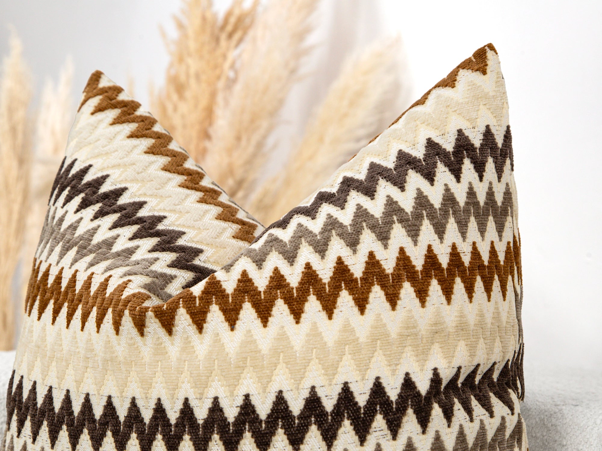 Textured Chevron Pillow Cover - Earthy Colorful