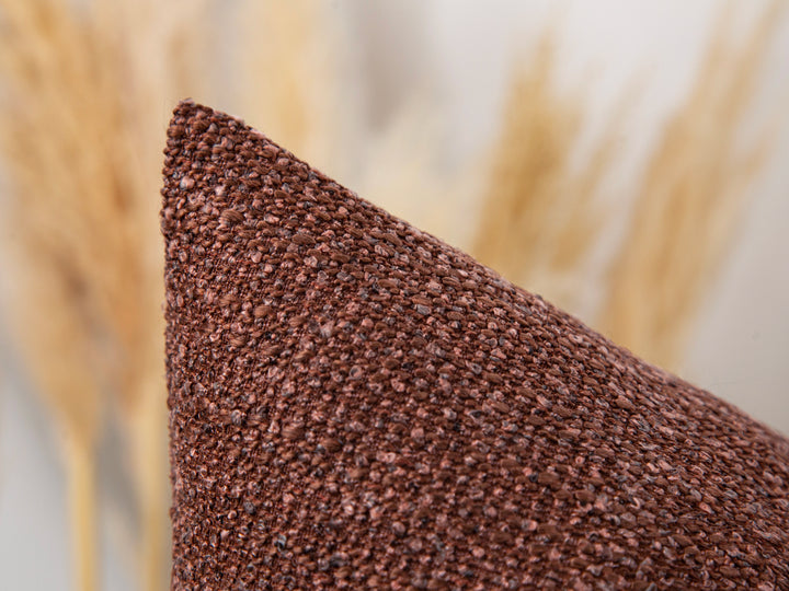Copper Rose Textured Pillow Cover