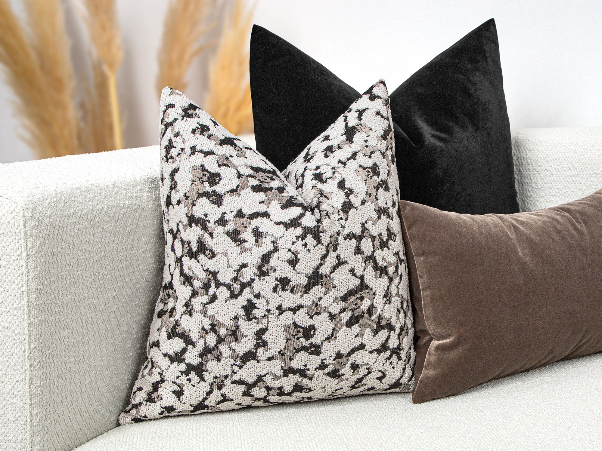 Cream and Black Textured Pillow Cover