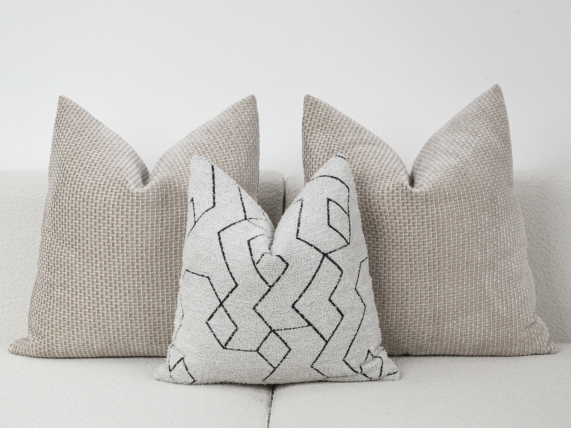 Off White and Black Geometric Pillow Cover