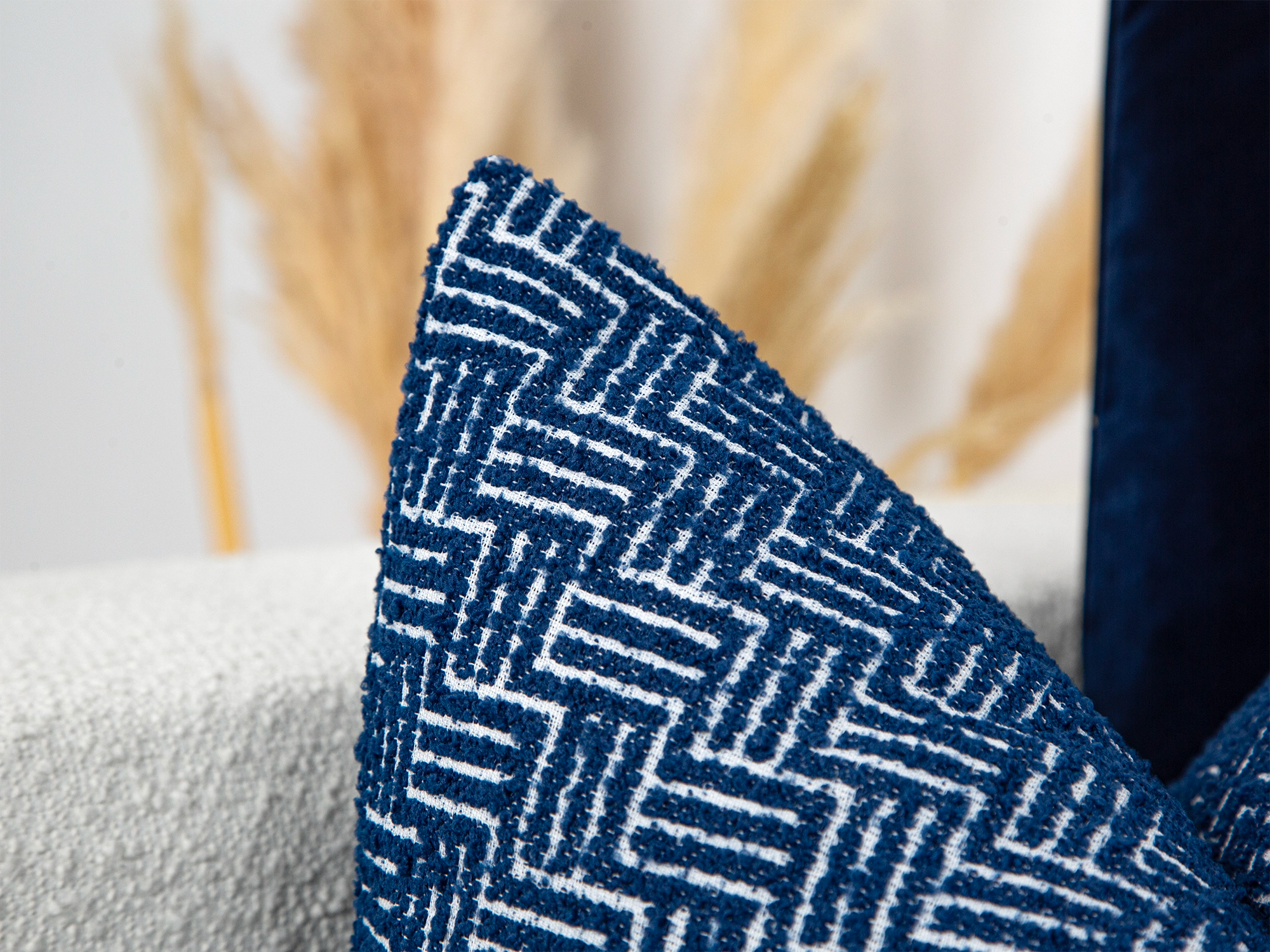 Navy Blue Textured Pillow Cover