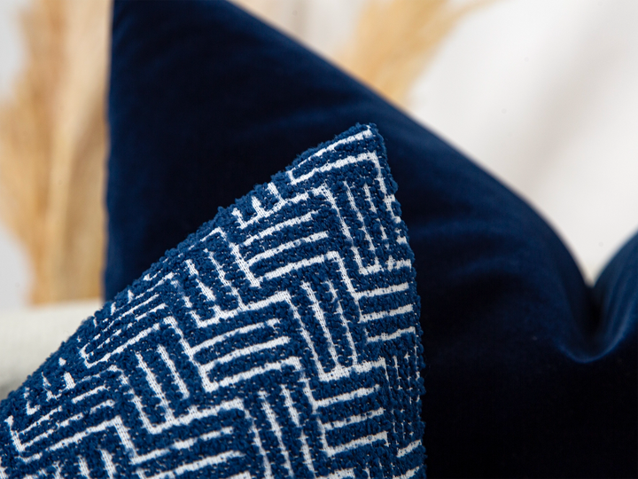 Navy Blue Textured Pillow Cover