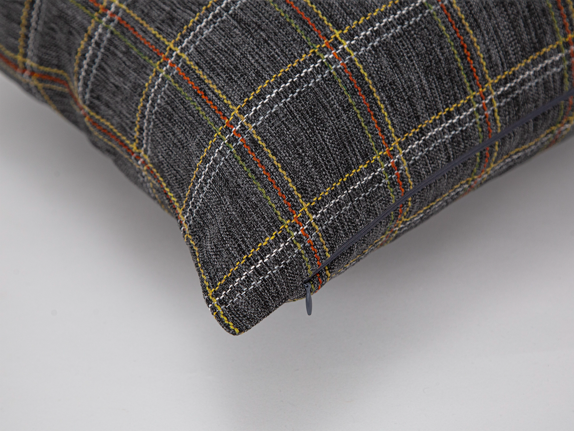 Dark Gray Textured Plaid Pillow Cover