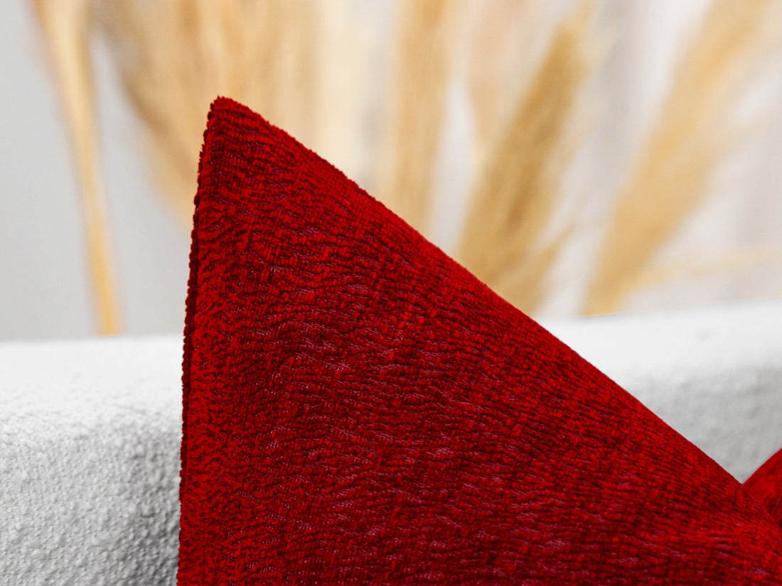Claret Red Textured Pillow Cover