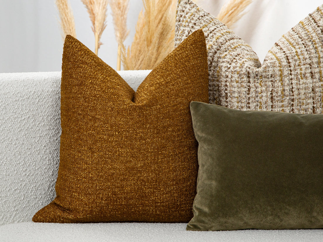 Tobacco Brown Textured Pillow Cover