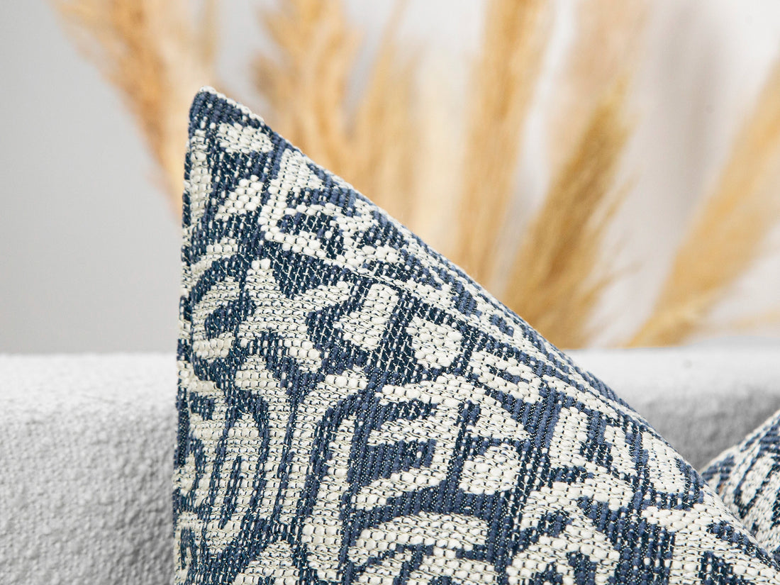 Blue Tribal Geometric Pillow Cover