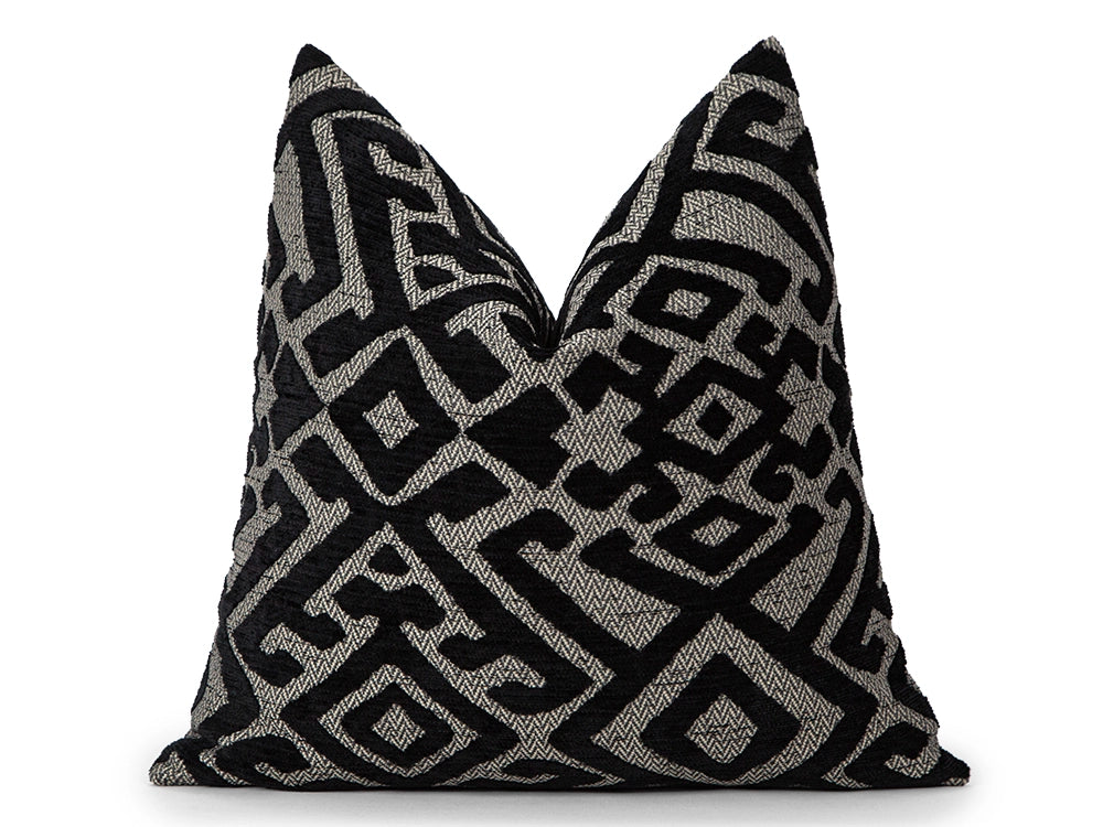 Black and Gray Ethnic Pillow Cover