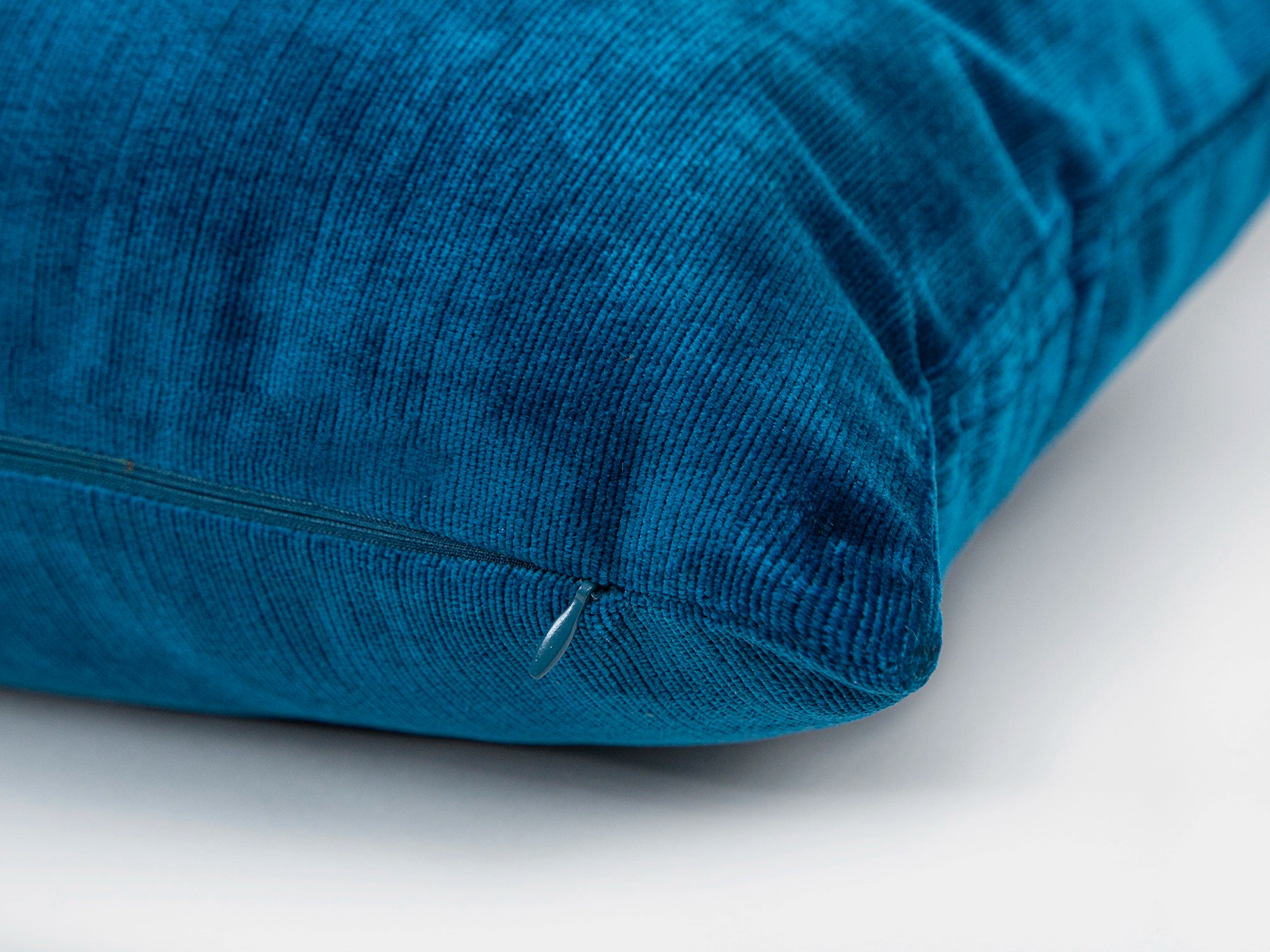Deep Turquoise Ribbed Velvet Pillow Cover