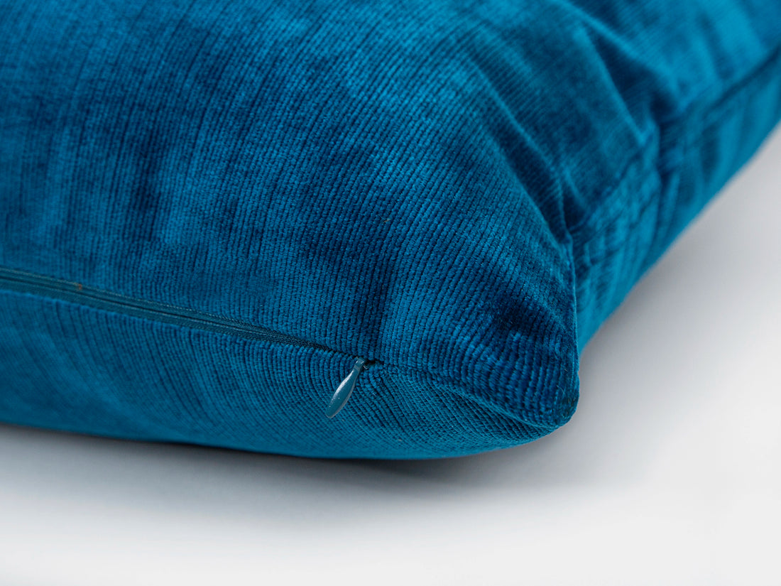 Deep Turquoise Ribbed Velvet Pillow Cover